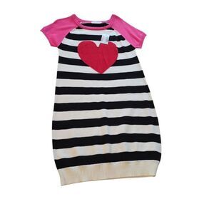 Striped Dress with Heart Design Size M 7/8